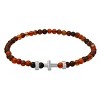 Steeltime  men's sterling silver cross and red tiger eye beaded stretch bracelet - 2 of 2