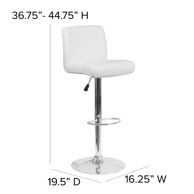 Flash Furniture Contemporary Vinyl Adjustable Height Barstool with Rolled Seat and Chrome Base, 4 of 11