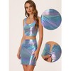 INSPIRE CHIC Women's Metallic Shiny Holographic Bodycon Mini Skirt - 2 of 4
