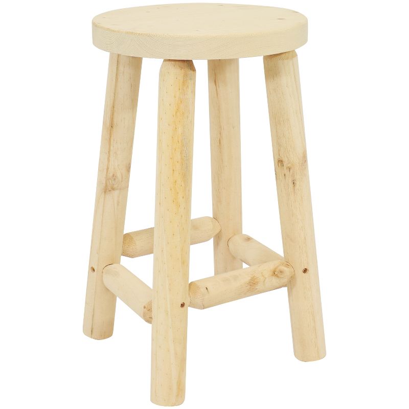 Sunnydaze Unfinished Wood Round Top Counter-Height Stool - Fir Wood - 24", 1 of 10