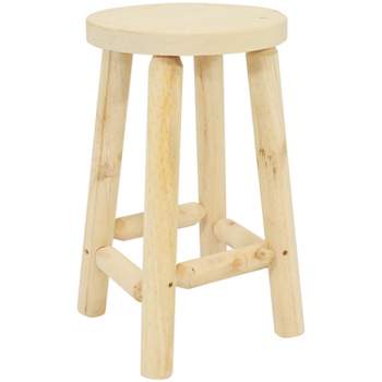 Sunnydaze Unfinished Wood Round Top Counter-Height Stool - Fir Wood - 24"