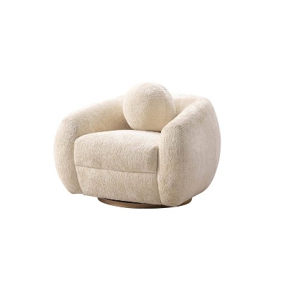 Tribeca Cream Chenille Swivel Accent Chairs with Birch Wood Base