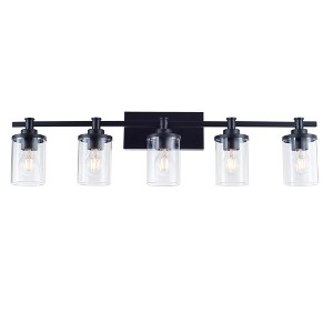 5 Light E26 Bulb Vanity Lights,Matte Black Bathroom Vanity Light Fixtures with Clear Glass, Indoor Wall Light for Bathroom - 1 of 1
