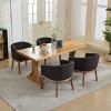 Modern Wood Barrel Dining Chairs with Arms, Linen Accent Chairs for Living Room, Upholstered Chairs for Kitchen or Dining Room-The Pop Home - 3 of 4