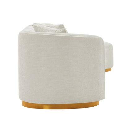 Ivory Linen Upholstered 2-Piece Sectional Sofa with Golden Base