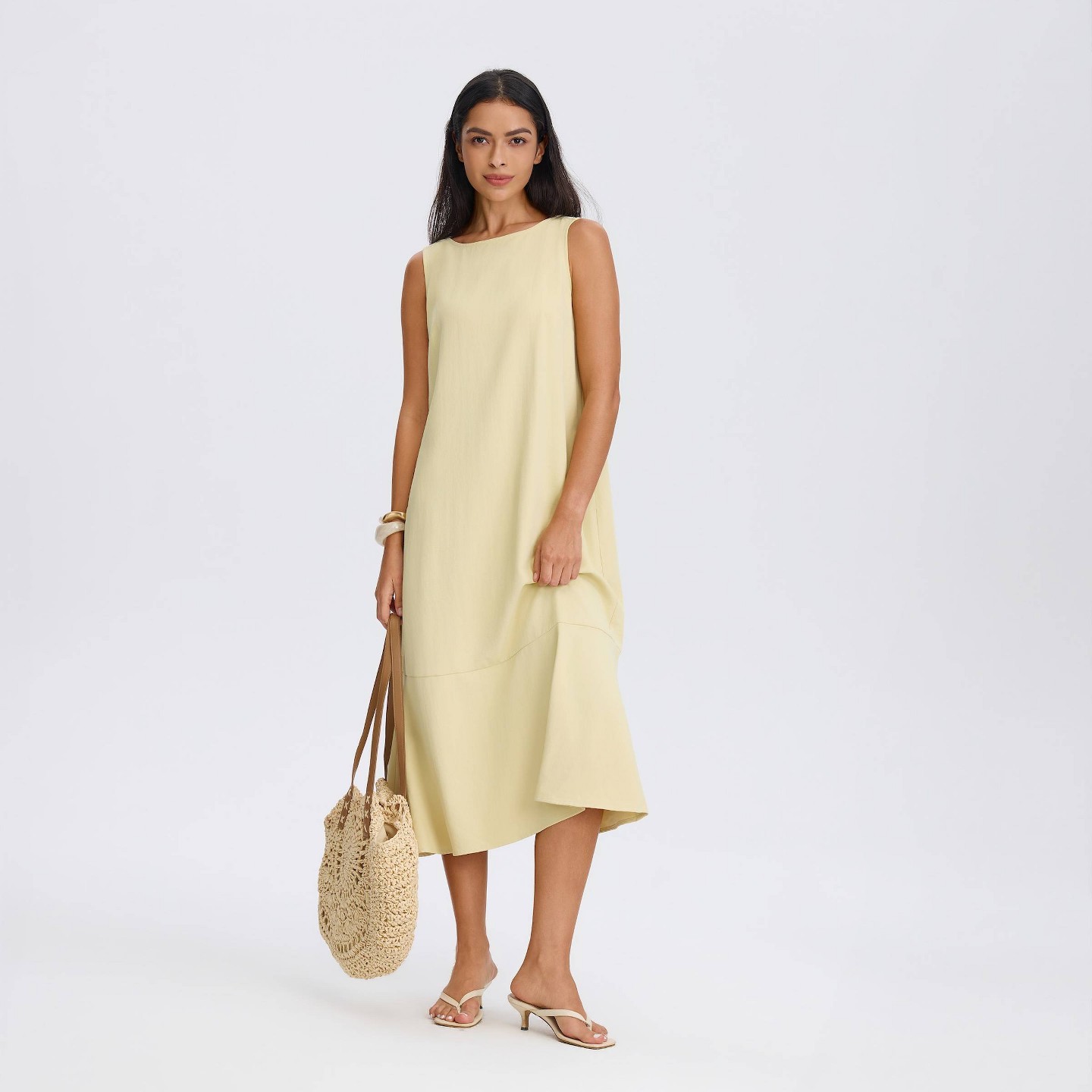 Женское платье A New Day Back Tie Ruffle Hem Midi A-Line, цвет: Светлый жёлтый — фото 3