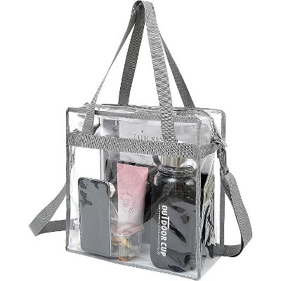 Clear Bags transparent handbag with zipper and adjustable shoulder strap (12x12x6in),suitable for sports activities and concerts