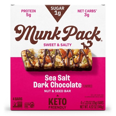 Munk Pack Sea Salt Dark Chocolate Nut & Seed Bar - 4ct