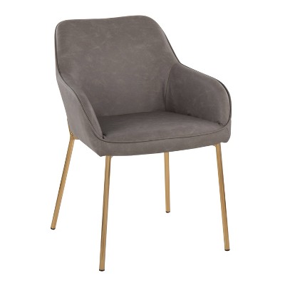 Daniella Gold Steel and Gray Faux Leather Dining Chairs, Set of 2