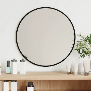 Aghana Digitals Round Black Synthetic Glass Wall Mirror - 15.7in Diameter, Minimalist Design, - 1 of 4