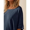 Imily Bela Womens Oversized Casual Summer Crew Neck Loose Dropped Short Sleeve Side Slit Hem Tunic Blouse Light - 3 of 4