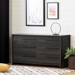South Shore Tao 6-Drawer Double Kids' Dresser Gray Oak: Traditional Modern Bedroom Furniture, Anti-Tip Hardware - 1 of 4