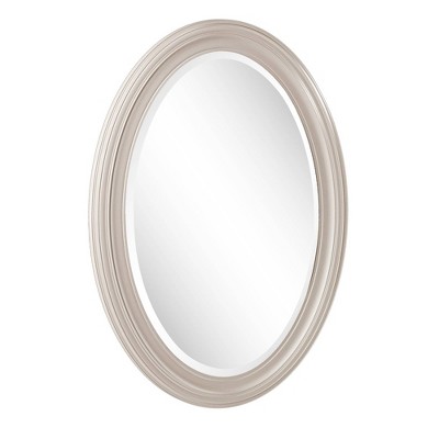 George Oval Nickel Finish Wood Framed Wall Mirror