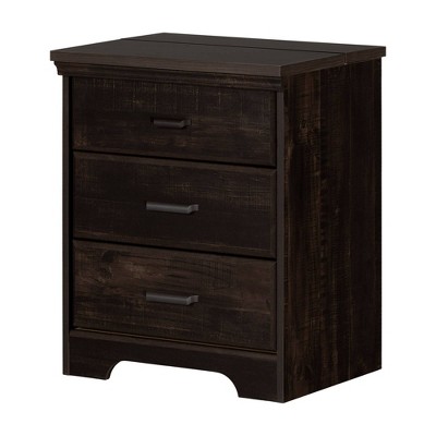 Rubbed Black 2-Drawer Nightstand with Charging Station