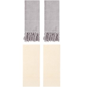 REGALWOVEN 4 Packs Striped and Tassels Hand Towels for Bathroom 14" x 30" - 1 of 4