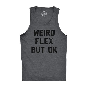 Mens Weird Flex But Ok Funny Shirts Sarcastic Fitness Tank For Men - Crazy Dog Men's Tank Top - 1 of 4