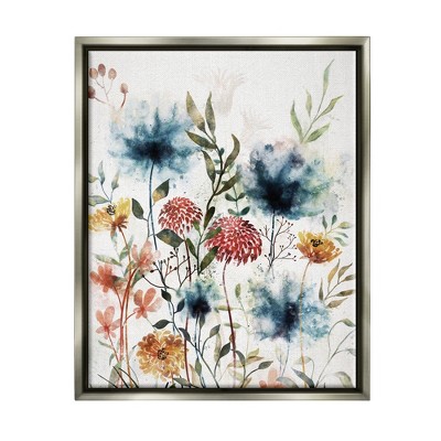 Stupell Industries Modern Flowers Dahlia Blooms Framed Floater Canvas Wall Art