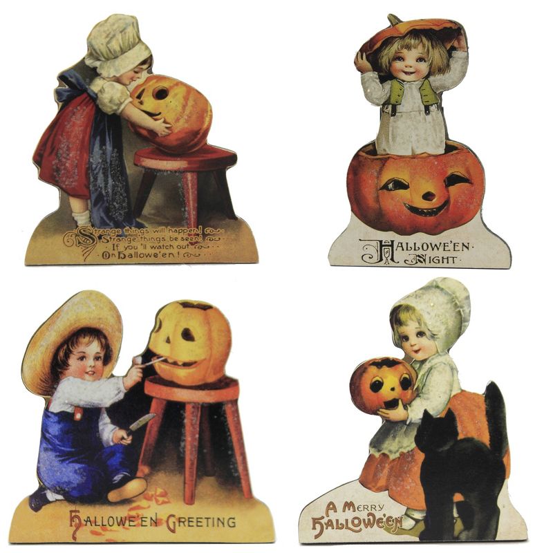 4.25 In Little Halloween Children Pumpkin Carving Black Cat Figurines, 1 of 6