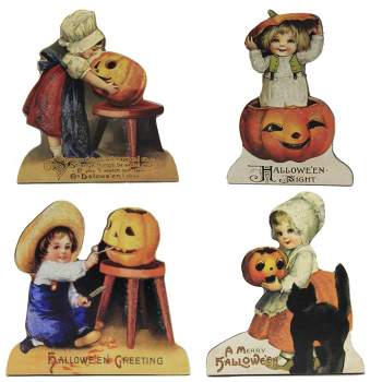 4.25 In Little Halloween Children Pumpkin Carving Black Cat Figurines