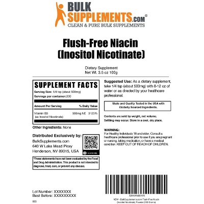 BulkSupplements Flush Free Niacin (Inositol Hexanicotinate) Powder