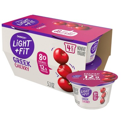 Light + Fit Nonfat Gluten-Free Cherry Greek Yogurt - 4ct/5.3oz Cups