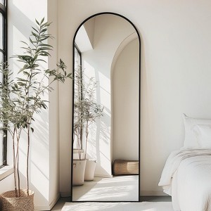 Kumasinova 71" Full Length Mirror with Stand,Rectangle Floor Mirror with Aluminum Frame,Full Body Mirror for Bedroom,Living Room,Black - 1 of 4