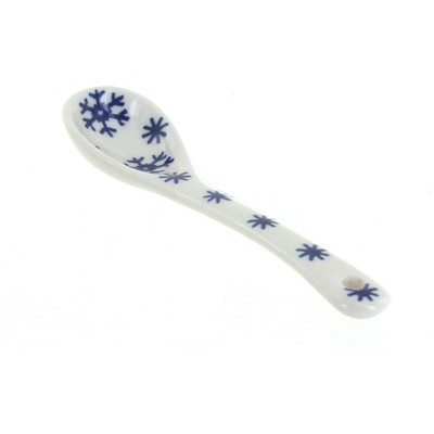 Blue Rose Polish Pottery Snow Flurry Sugar Spoon