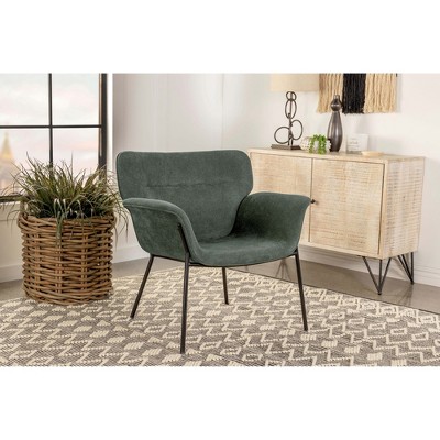 Fabric Upholstered Accent Chair with Flared Arms, Plush Cushioning and Metal Legs for Living Room