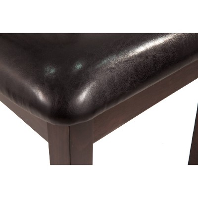 Transitional Dark Brown Leather Upholstered Side Chair with Wood Slat
