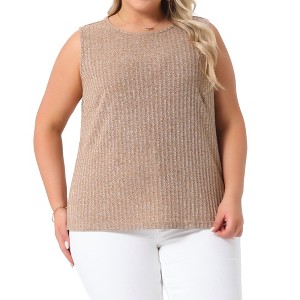 Agnes Orinda Women's Plus Size Ribbed Knit Sleeveless Casual Comfty Tank Tops - 1 of 4