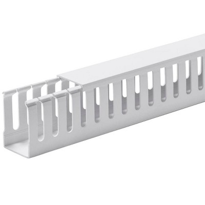 Monoprice Open Slot Wiring Raceway Duct With Cover - 1.6in x 2.4in, 6 Feet Long, White, 2-Pack, Compatible With 22 AWG Networking Cables