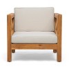 Modern Patio Arm Chair,High-quality Patio Chair With Cross-back Acacia Wood Frame,Patio Chairs With Traditional Slatted Seating-Maison Boucle - 3 of 4