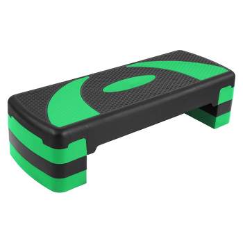 BalanceFrom Fitness Lightweight Portable Adjustable Height Workout Aerobic Stepper Step Platform Trainer with Raisers, Black/Green
