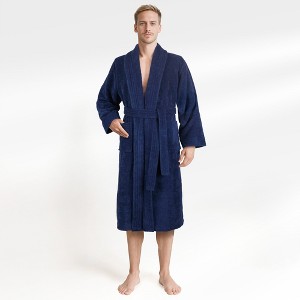 American Soft Linen, 100% Cotton Turkish Robes for Men, 1 Piece Soft Lightweight Adult Men's Bathrobes - 1 of 4