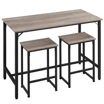 Yaheetech Industrial Counter Height Table Set with 2 Backless Stools for Kitchen