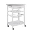 FONTOI Mobile Rolling Kitchen Island, Trolley Serving Cart with Underneath Drawer & Slide-Out Wire Storage Basket - 2 of 4