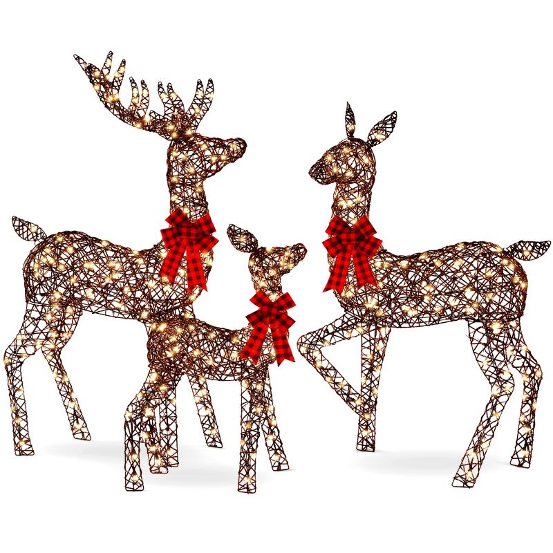 Best Choice Products 3-Piece Lighted Christmas Deer Set Outdoor Yard Decoration with 360 LED Lights, Stakes, 1 of 8
