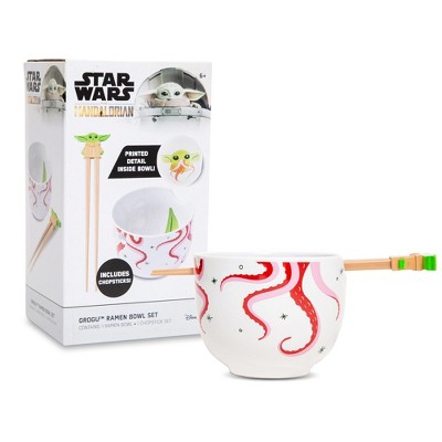 Grogu Matte White Ceramic Ramen Bowl and Chopstick Set