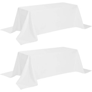 White Classic Premium Polyester Floor Length Tablecloths Drops Till the Floor, 200 GSM Washable, Stain, Wrinkle Resistant Rectangular Table Covers - 1 of 4