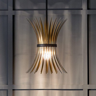 Baile Mini Pendant in Black with Natural Brass Accents and Glass Shade