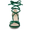 Allegra K Women's Velvet Lace Up Clear Heels Block Heel Sandals - 3 of 4