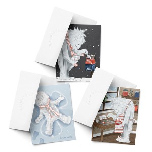 Yeti Snow Angel, Yeti Mail, Yeti Cooking Winter/Holiday/Christmas Greeting Card Pack Sets (3 ct, Assorted) by Ramus & Co - 1 of 4
