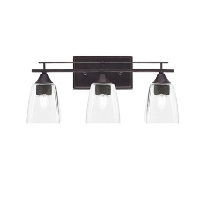 Toltec Lighting Uptowne 3 - Light Vanity in  Dark Granite with 4.5" Square Clear Bubble Shade