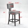 FONTOI 2PCS Counter Height Bar Stool with Copper Nails, Accent Chair with Curved Backrest, Beige, 19.7"*39"*22.05" - 3 of 4