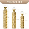 Angel Sar Metal Floor Vase, Tall Large Floor Vase with Glittering Triangle Prism Design (Set of 3) - 4 of 4