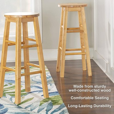 PJ Wood 29-Inch Tall Natural Backless Bar Stools, Set of 2