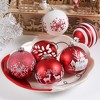 16pc Red and White Shatterproof Christmas Ball Ornament Bundle, Candycane and Glittery Snowflakes| OrnamentallyYou - 2 of 4