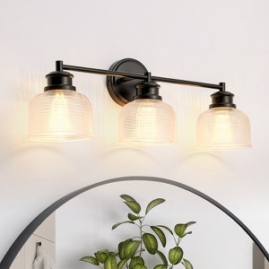 Rennnsan Tavynell 23"W Hardwired 3-Light Dome Textured Glass Mid-Century Modern Dimmable Vanity Light - 1 of 4