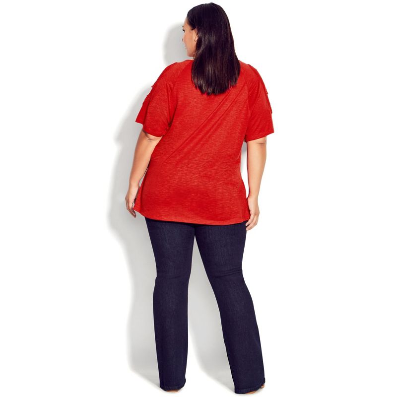 Women's Plus Size Crochet Cut Out Top - salsa red | AVENUE, 4 of 7