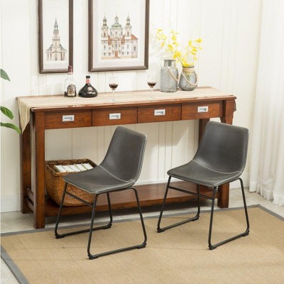 NicBex Set of 2 Dining Chairs with Faux Leather Seat and Metal Frame,Armless Chairs for Kitchen,Living Room